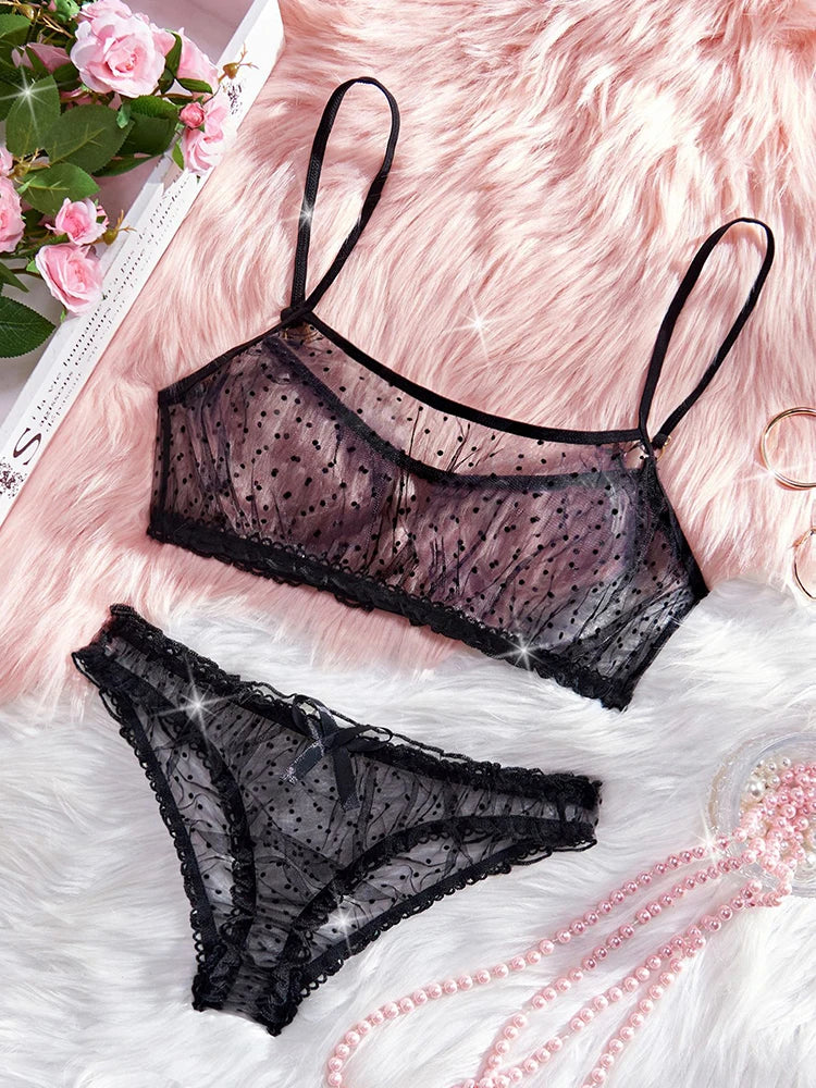 Midnight Confetti Sheer Lingerie Set