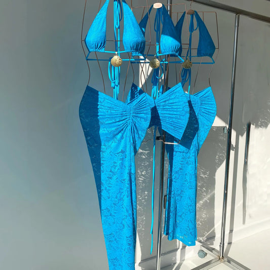 Azure Siren 3Pc  Lace Bikini