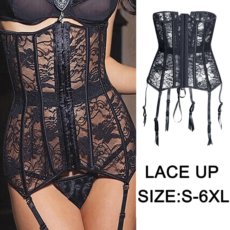 Women Steampunk Corset Gothic Plus Size Sexy Corsets Lace Up Boned Underbust Bustier Waist Trainer Cincher Body Shaper Corselet