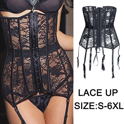 Women Steampunk Corset Gothic Plus Size Sexy Corsets Lace Up Boned Underbust Bustier Waist Trainer Cincher Body Shaper Corselet