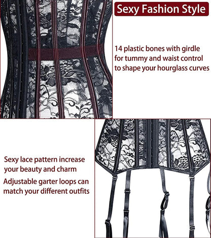 Women Steampunk Corset Gothic Plus Size Sexy Corsets Lace Up Boned Underbust Bustier Waist Trainer Cincher Body Shaper Corselet
