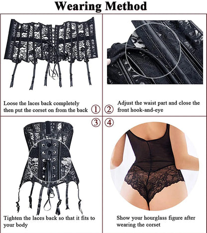 Women Steampunk Corset Gothic Plus Size Sexy Corsets Lace Up Boned Underbust Bustier Waist Trainer Cincher Body Shaper Corselet