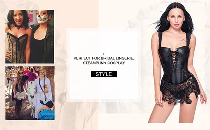 Women Steampunk Corset Gothic Plus Size Sexy Corsets Lace Up Boned Underbust Bustier Waist Trainer Cincher Body Shaper Corselet