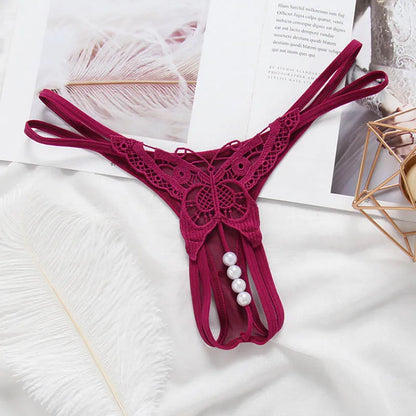 Pearl Drop Lace Thong
