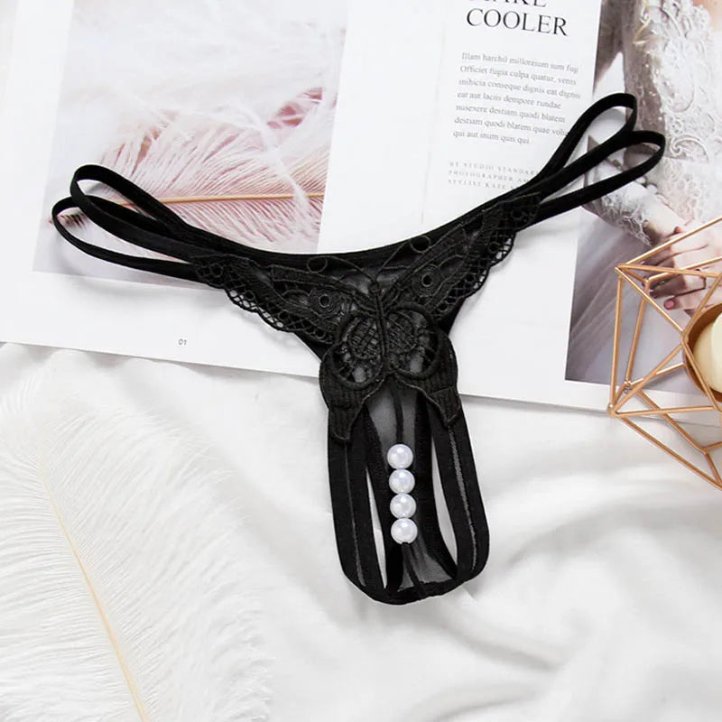 Pearl Drop Lace Thong