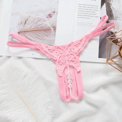 Pearl Drop Lace Thong