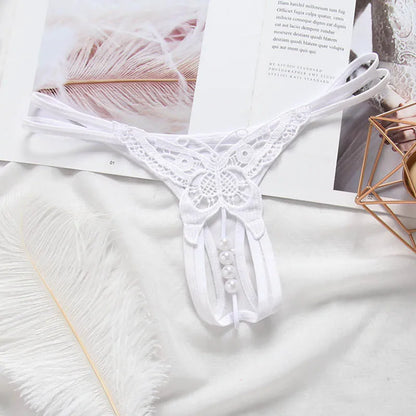 Pearl Drop Lace Thong