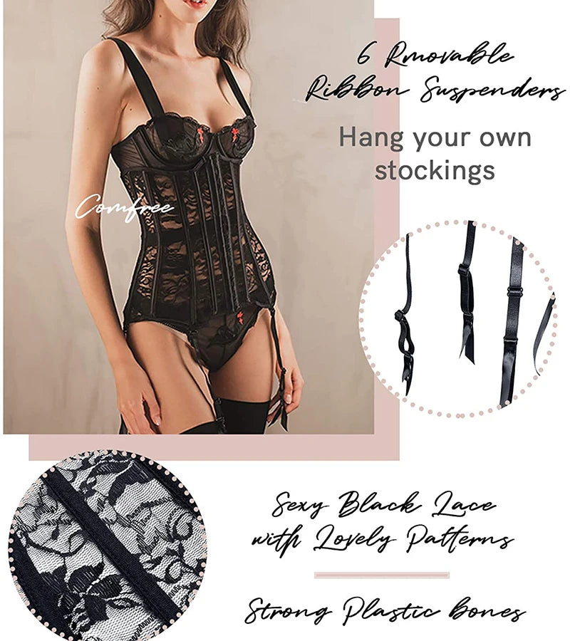Women Steampunk Corset Gothic Plus Size Sexy Corsets Lace Up Boned Underbust Bustier Waist Trainer Cincher Body Shaper Corselet