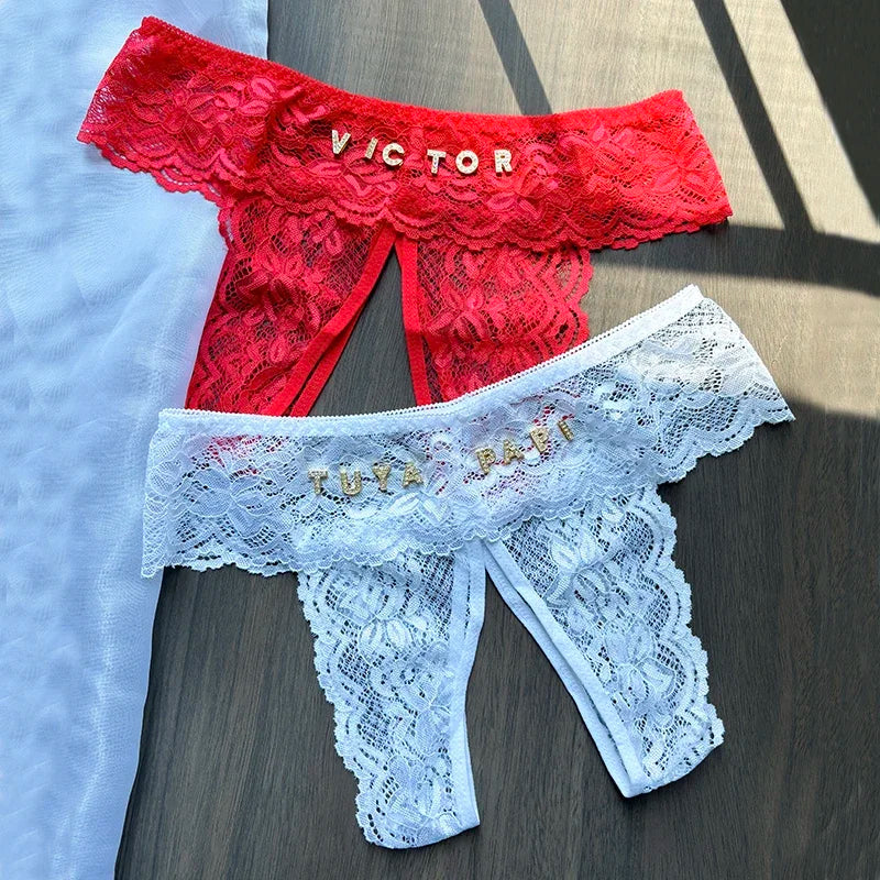 Cheeky Obedience Personalised Lace Thong