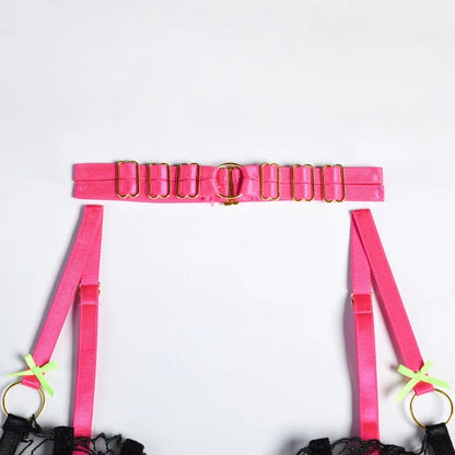 Fuchsia Rebellion Lace Harness Set
