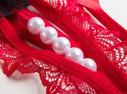 Blush Pearl Bow Thong