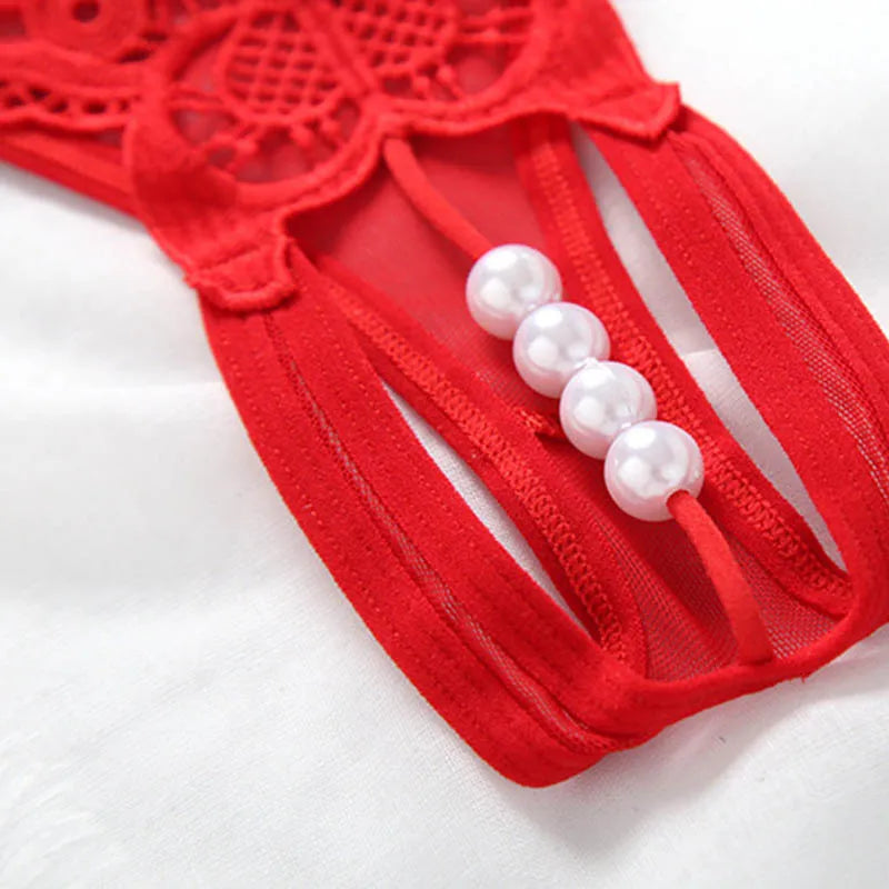Pearl Drop Lace Thong