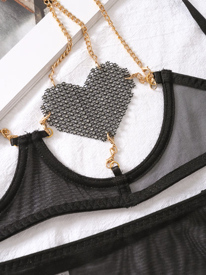 Heartwired Suspender Lingerie Set