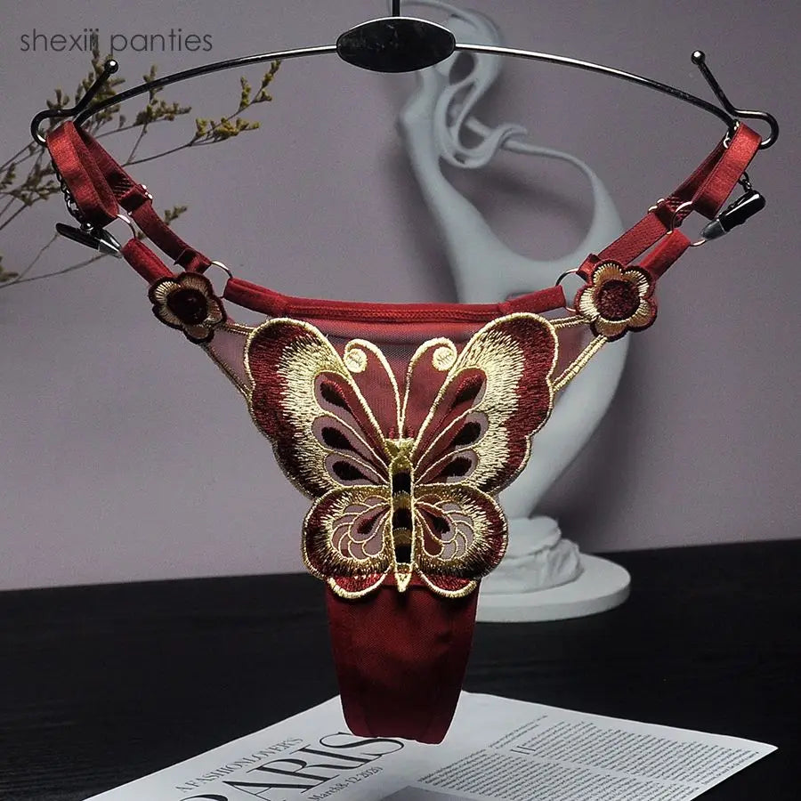 Bordeaux Wings Thong