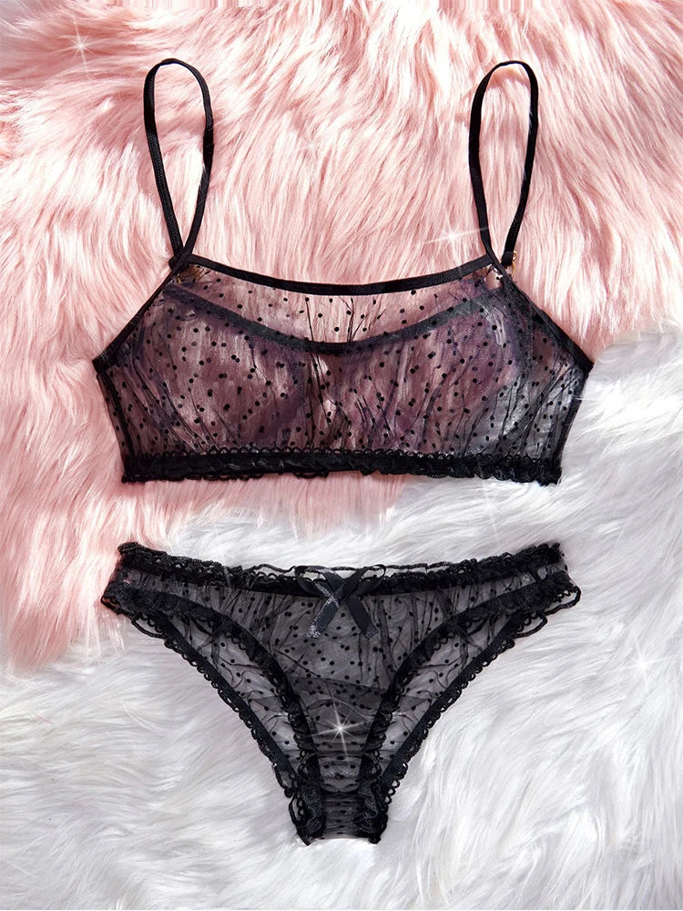 Midnight Confetti Sheer Lingerie Set