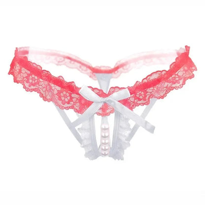 Blush Pearl Bow Thong