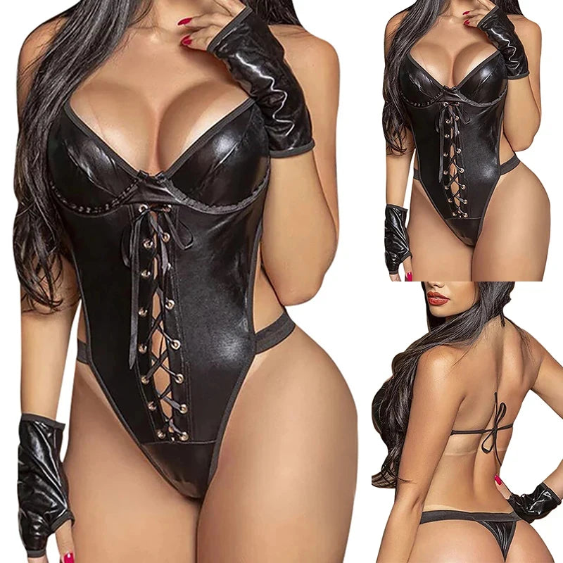 Dark Desire Faux Leather Bodysuit