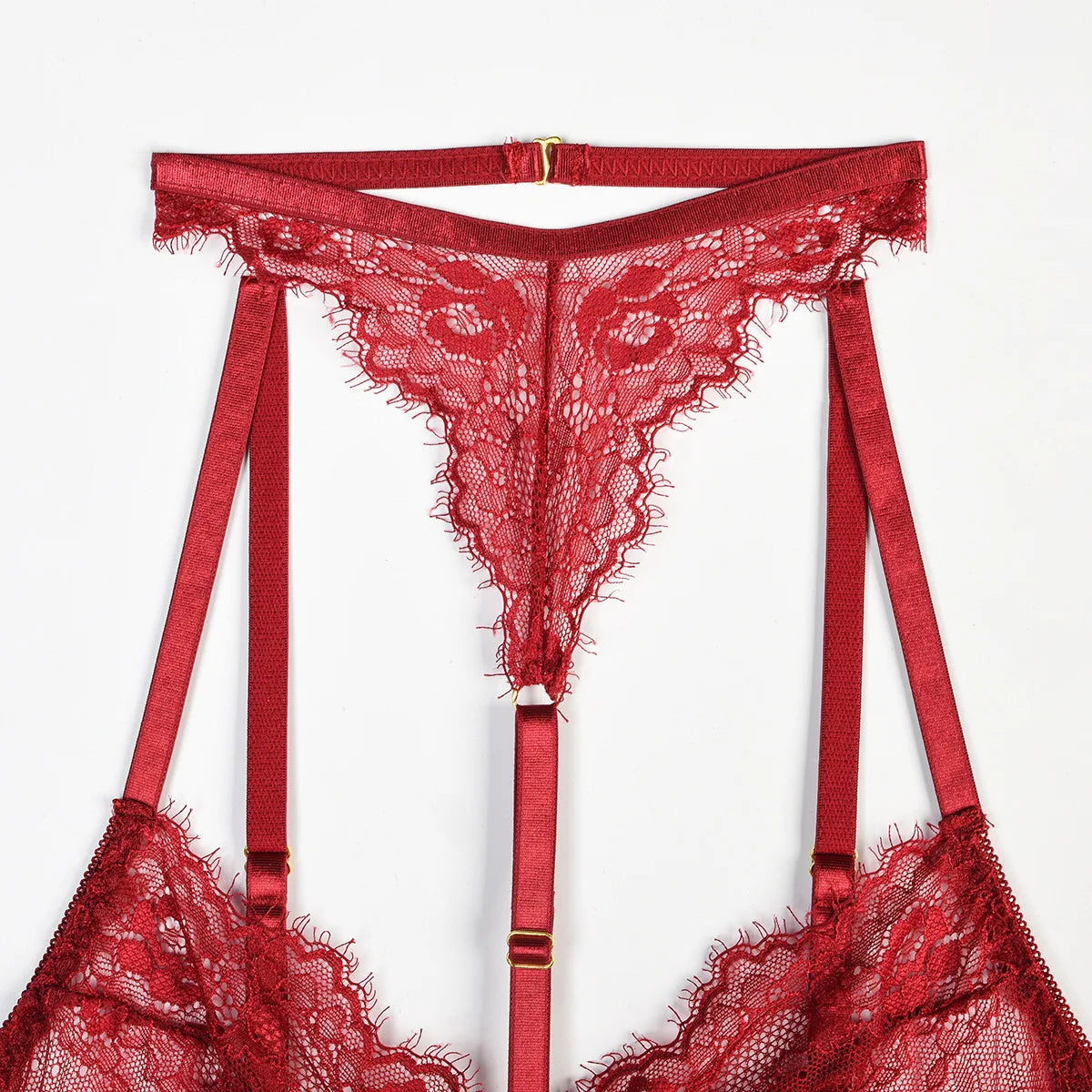 Women Sexy Lace See Through Erotic Set Elegant Mesh Thin Lingerie Set Harness Bra Garter Belt Thong Wedding Nightwear