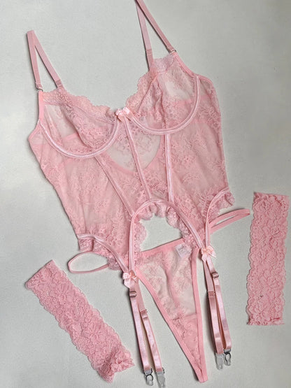 Blush Temptation Corset Set