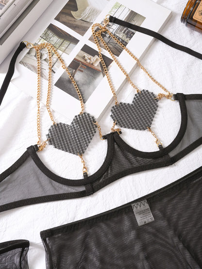 Heartwired Suspender Lingerie Set
