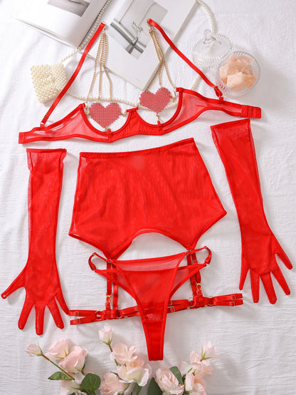 Heartwired Suspender Lingerie Set
