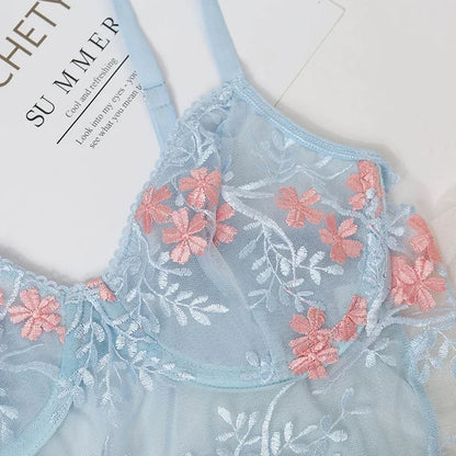 Blossom Dream Embroidered Lingerie Set