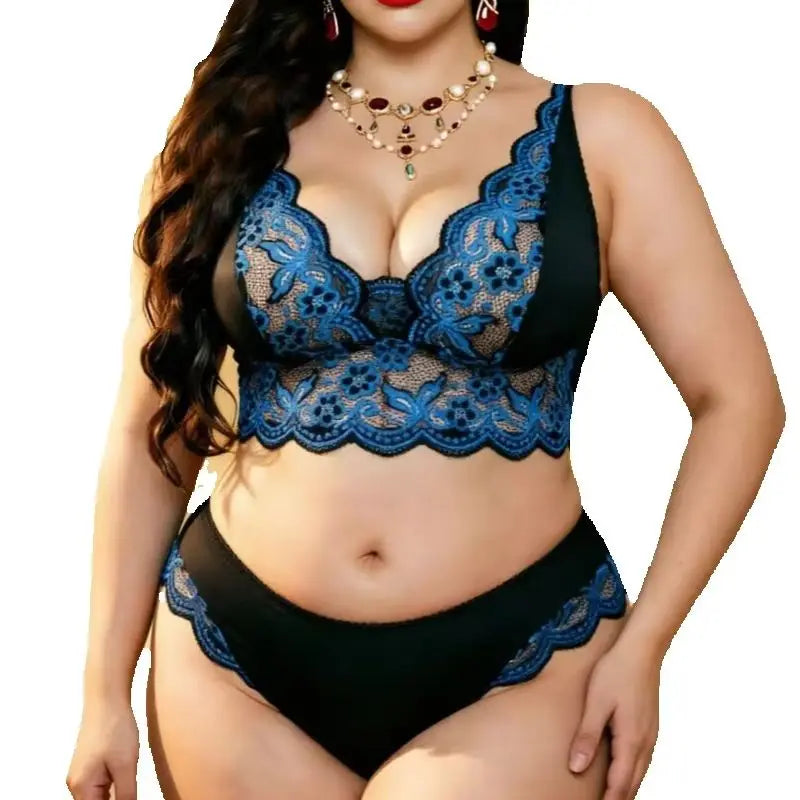 Sapphire Embrace Lace Lingerie Set