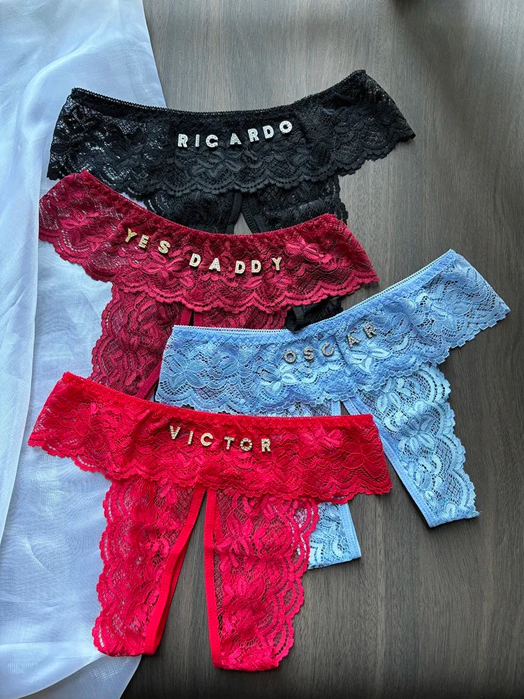 Cheeky Obedience Personalised Lace Thong
