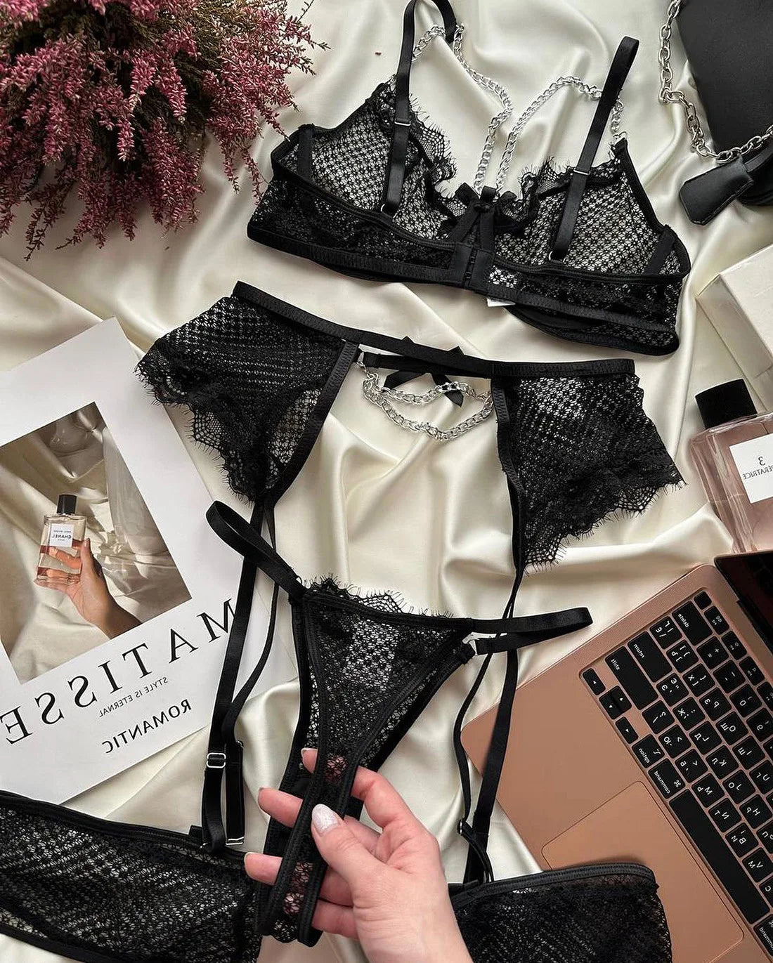 Neon Temptation Chain Lingerie Set