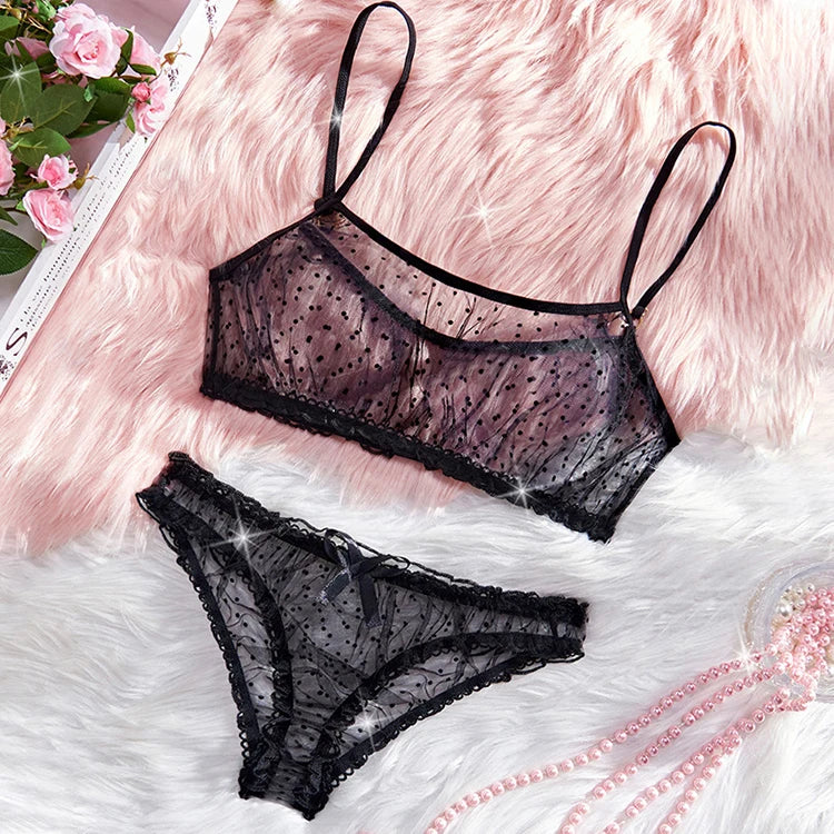 Midnight Confetti Sheer Lingerie Set