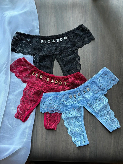 Cheeky Obedience Personalised Lace Thong