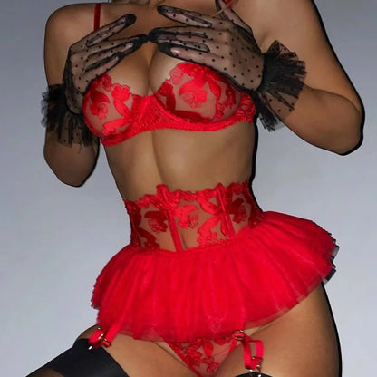 Boudoir Ballet Lace Suspender Set