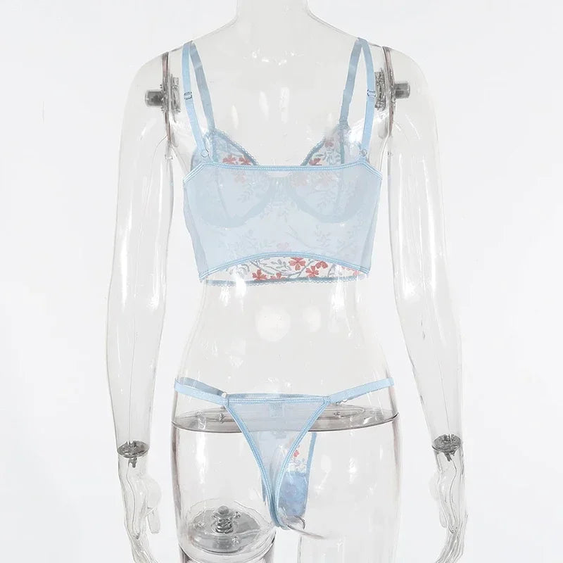 Blossom Dream Embroidered Lingerie Set