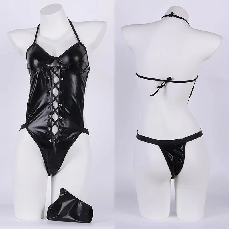 Laced in Power Wet-Look Bodysuit