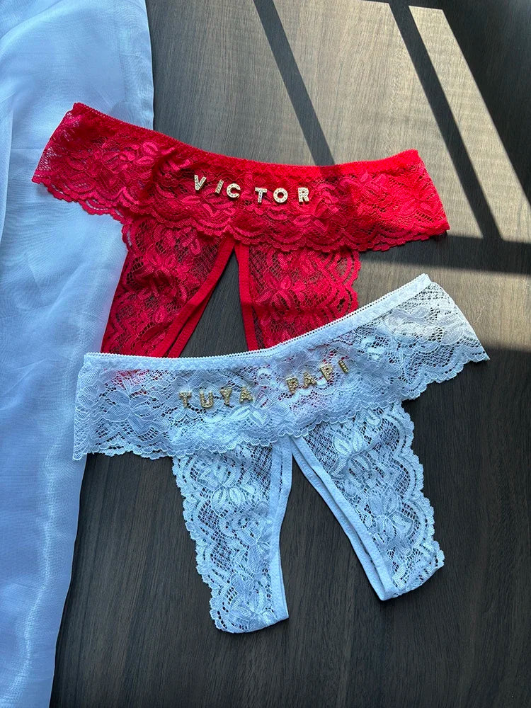 Cheeky Obedience Personalised Lace Thong
