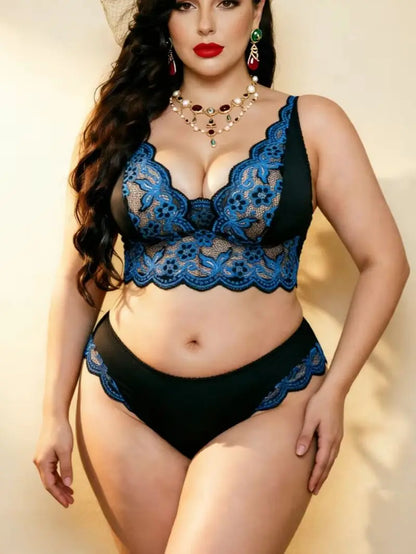 Sapphire Embrace Lace Lingerie Set