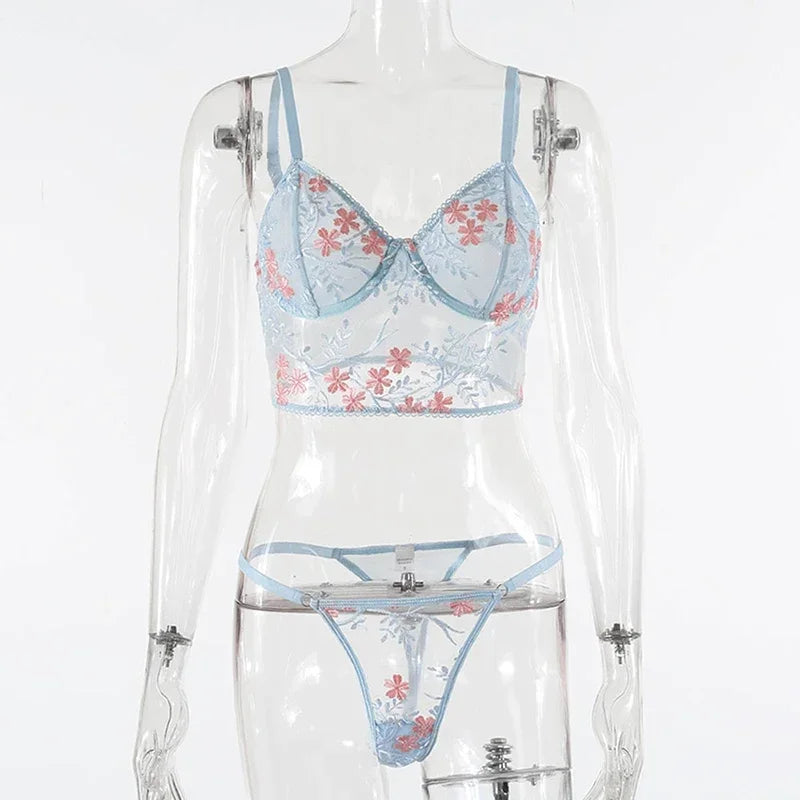 Blossom Dream Embroidered Lingerie Set