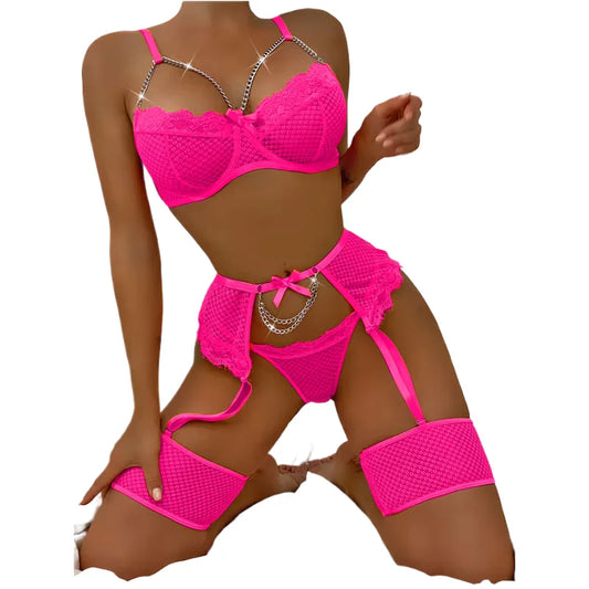 Neon Temptation Chain Lingerie Set
