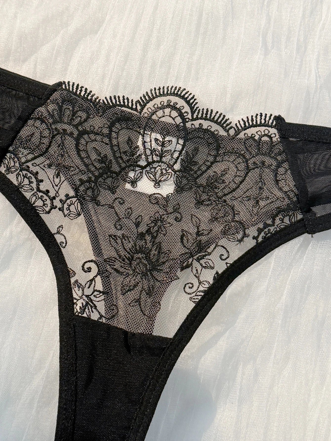 Fine Print Lace Lingerie Set