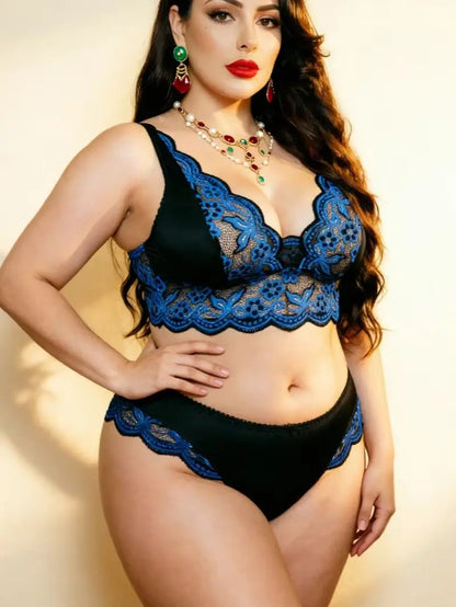 Sapphire Embrace Lace Lingerie Set