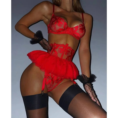 Boudoir Ballet Lace Suspender Set