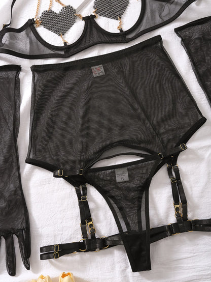 Heartwired Suspender Lingerie Set