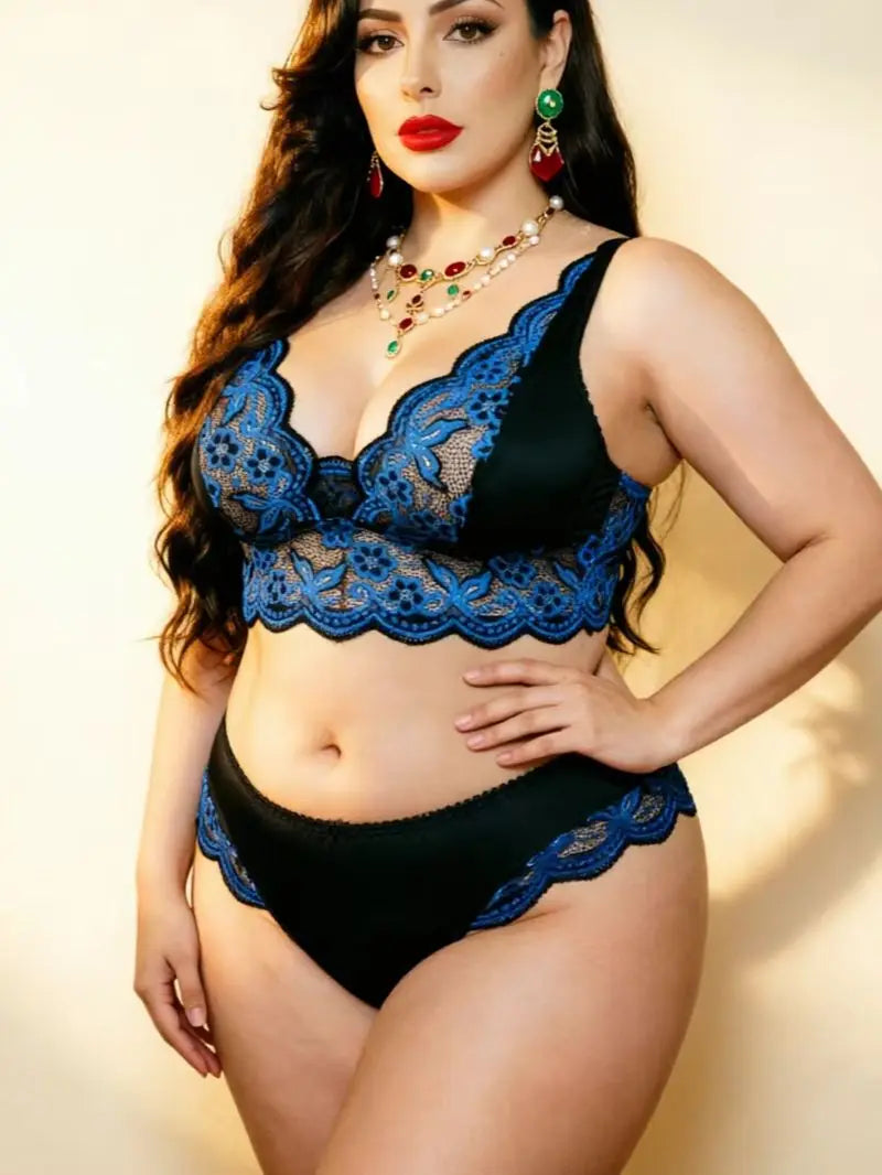 Sapphire Embrace Lace Lingerie Set