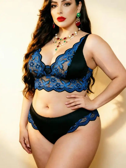 Sapphire Embrace Lace Lingerie Set