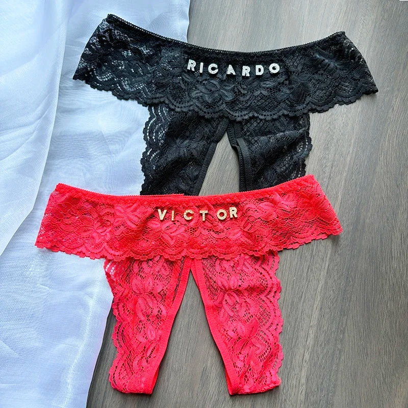 Cheeky Obedience Personalised Lace Thong