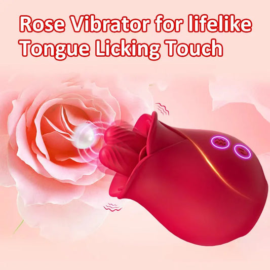 Velvet Bloom Rose Tongue Licking Vibrator Double Tongue Licking  G-spot Stimulator Blowjob Clitoris Vaginal Massager Sex Toy