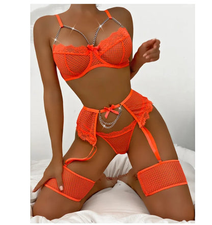 Neon Temptation Chain Lingerie Set