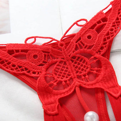 Pearl Drop Lace Thong