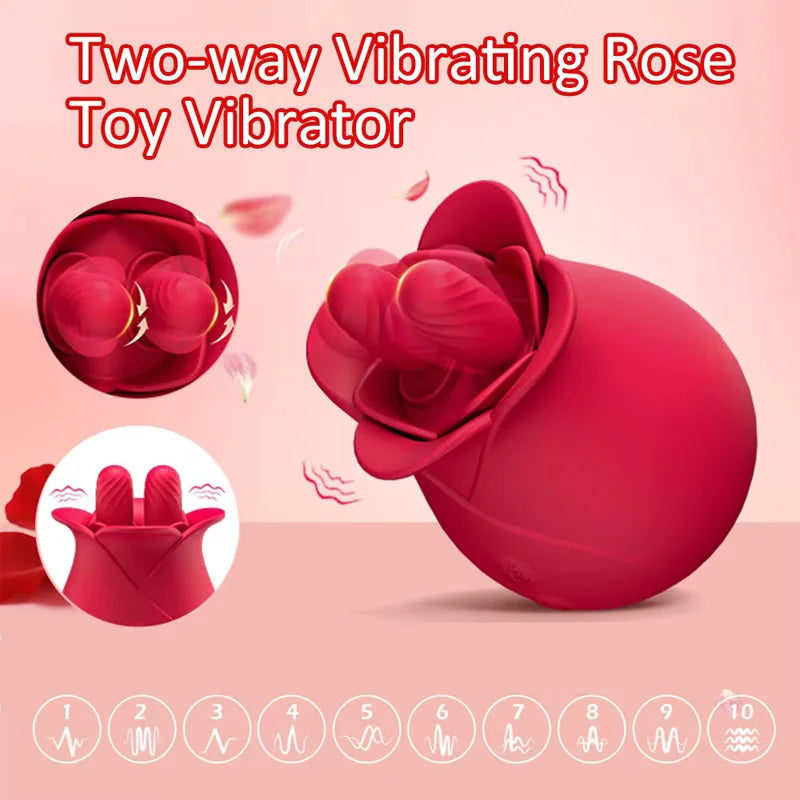 Velvet Bloom Rose Tongue Licking Vibrator Double Tongue Licking  G-spot Stimulator Blowjob Clitoris Vaginal Massager Sex Toy