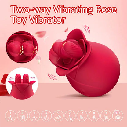 Velvet Bloom Rose Tongue Licking Vibrator Double Tongue Licking  G-spot Stimulator Blowjob Clitoris Vaginal Massager Sex Toy